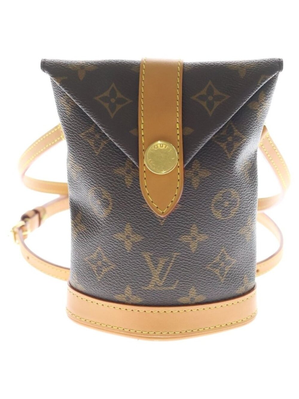 Louis Vuitton Monogram Envelope Pouch Shoulder Bag Brown Leather Gold